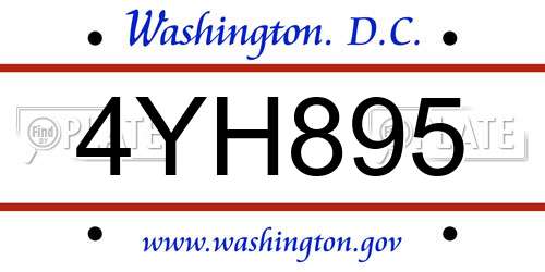 4YH895 District Of Columbia License Plate