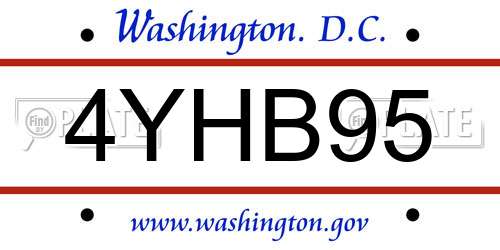 4YHB95 District Of Columbia License Plate