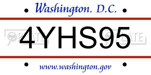 4YHS95 District Of Columbia License Plate