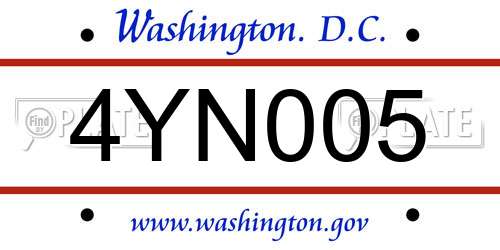 4YN005 District Of Columbia License Plate