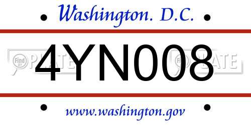 4YN008 District Of Columbia License Plate