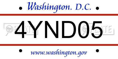 4YND05 District Of Columbia License Plate