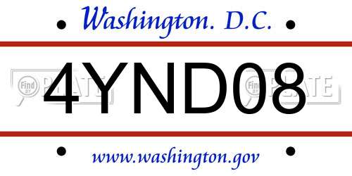4YND08 District Of Columbia License Plate