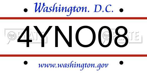 4YNO08 District Of Columbia License Plate
