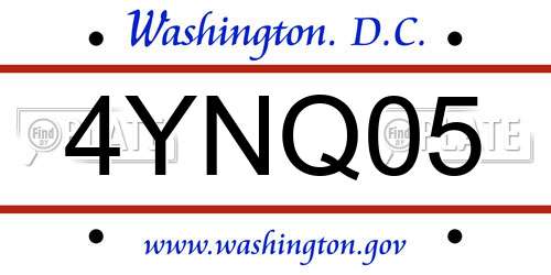 4YNQ05 District Of Columbia License Plate