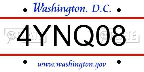 4YNQ08 District Of Columbia License Plate