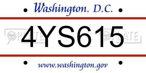 4YS615 District Of Columbia License Plate