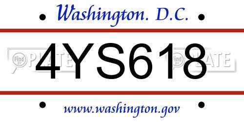 4YS618 District Of Columbia License Plate
