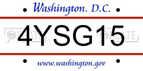 4YSG15 District Of Columbia License Plate