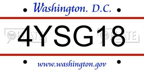 4YSG18 District Of Columbia License Plate