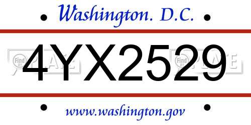 4YX2529 District Of Columbia License Plate