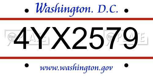 4YX2579 District Of Columbia License Plate
