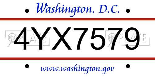 4YX7579 District Of Columbia License Plate