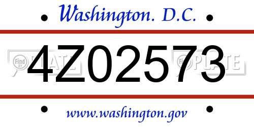 4Z02573 District Of Columbia License Plate