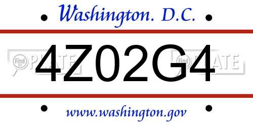 4Z02G4 District Of Columbia License Plate