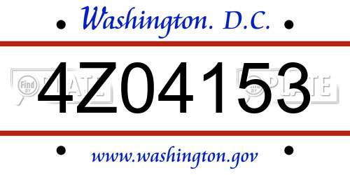 4Z04153 District Of Columbia License Plate