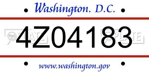 4Z04183 District Of Columbia License Plate