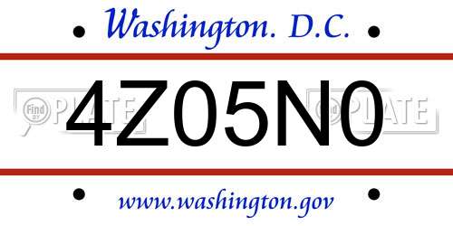4Z05N0 District Of Columbia License Plate
