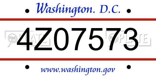 4Z07573 District Of Columbia License Plate