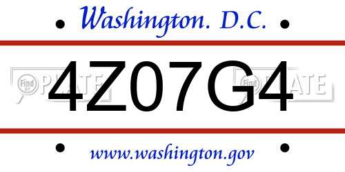 4Z07G4 District Of Columbia License Plate