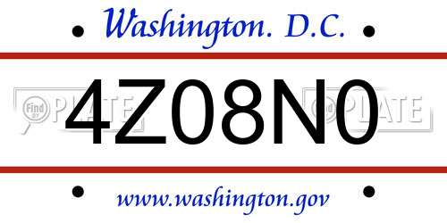 4Z08N0 District Of Columbia License Plate
