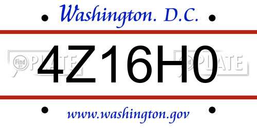 4Z16H0 District Of Columbia License Plate