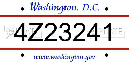 4Z23241 District Of Columbia License Plate
