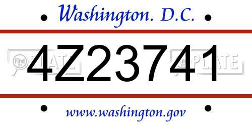4Z23741 District Of Columbia License Plate