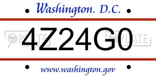 4Z24G0 District Of Columbia License Plate