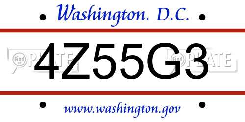 4Z55G3 District Of Columbia License Plate