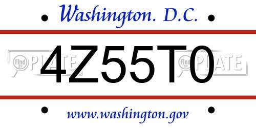 4Z55T0 District Of Columbia License Plate