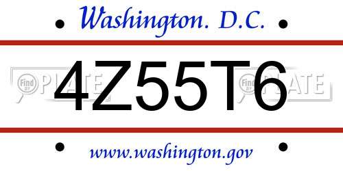 4Z55T6 District Of Columbia License Plate