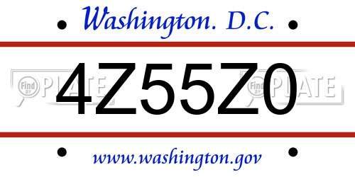 4Z55Z0 District Of Columbia License Plate