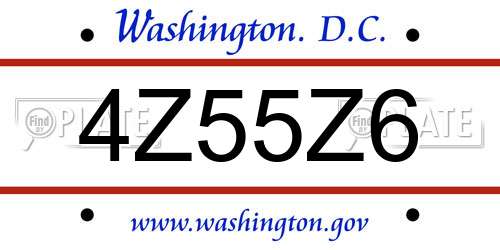 4Z55Z6 District Of Columbia License Plate