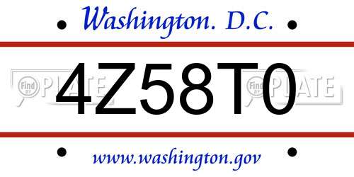 4Z58T0 District Of Columbia License Plate