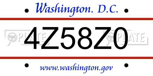 4Z58Z0 District Of Columbia License Plate
