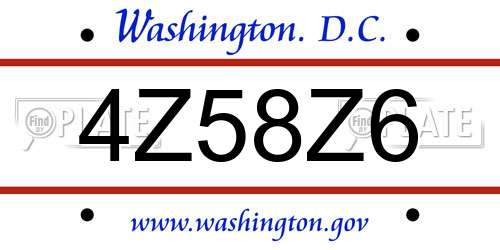 4Z58Z6 District Of Columbia License Plate