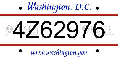 4Z62976 District Of Columbia License Plate