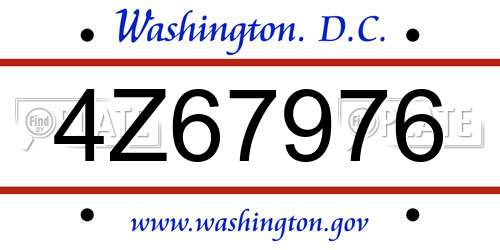4Z67976 District Of Columbia License Plate