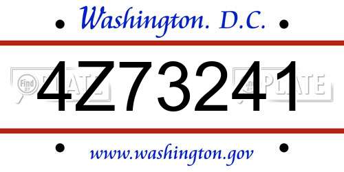 4Z73241 District Of Columbia License Plate