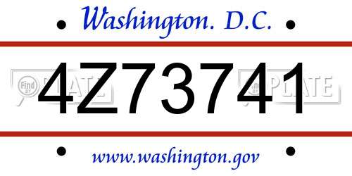4Z73741 District Of Columbia License Plate