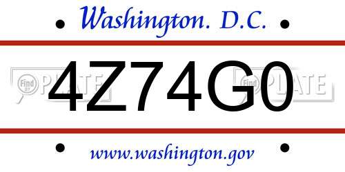 4Z74G0 District Of Columbia License Plate