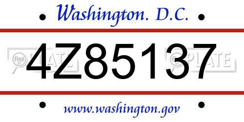 4Z85137 District Of Columbia License Plate