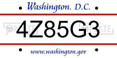 4Z85G3 District Of Columbia License Plate