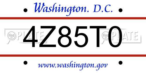 4Z85T0 District Of Columbia License Plate