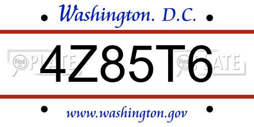 4Z85T6 District Of Columbia License Plate