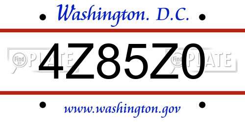 4Z85Z0 District Of Columbia License Plate