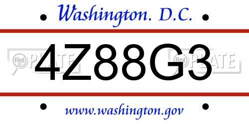 4Z88G3 District Of Columbia License Plate