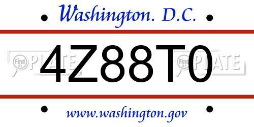 4Z88T0 District Of Columbia License Plate