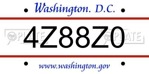 4Z88Z0 District Of Columbia License Plate